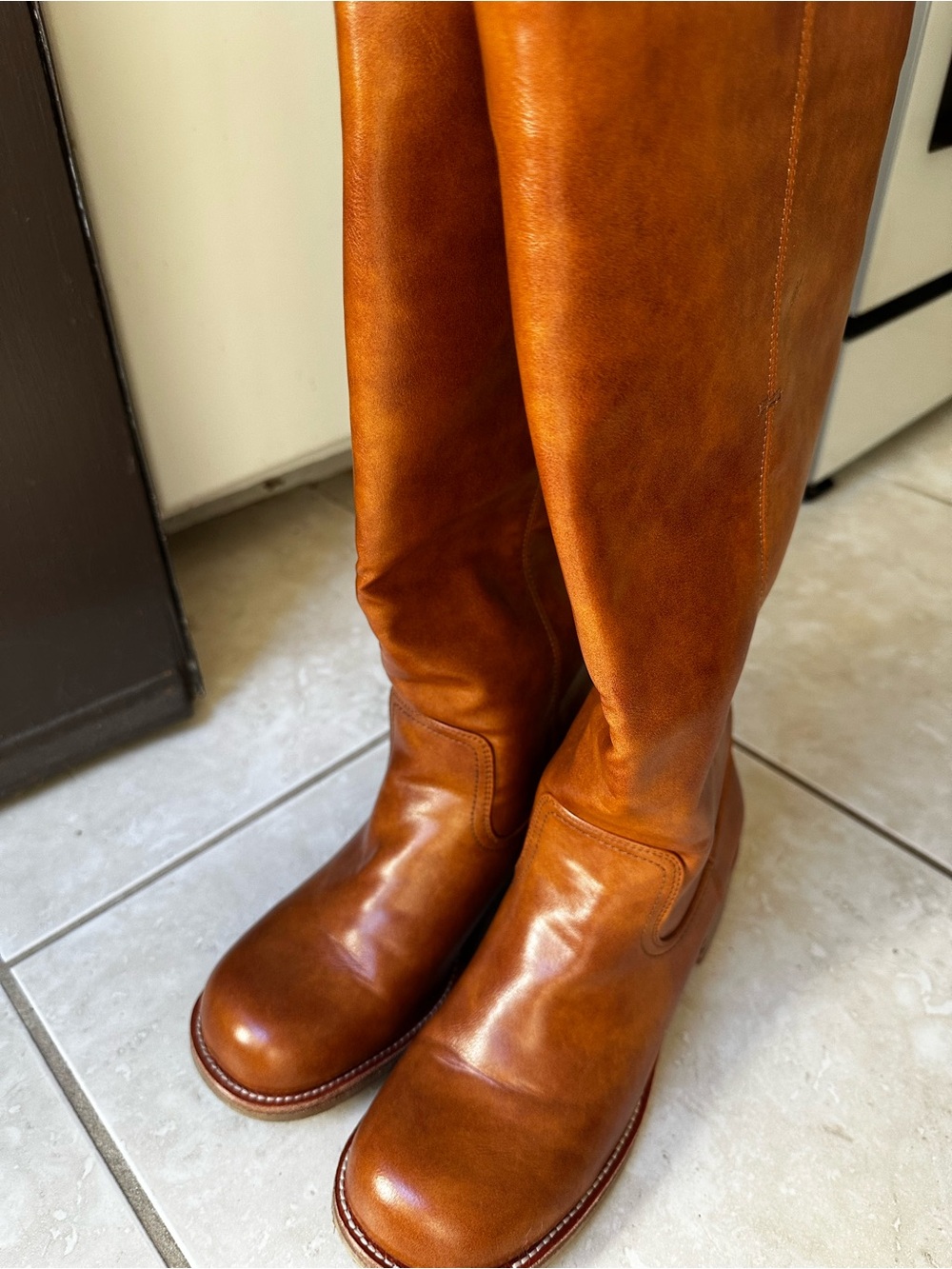 Women’s Tall Leather Riding Boots in Cognac